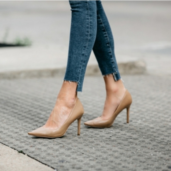 Sam Edelman Hazel Nude Leather Pumps Stiletto Heels Size 9.5 - Picture 1 of 12